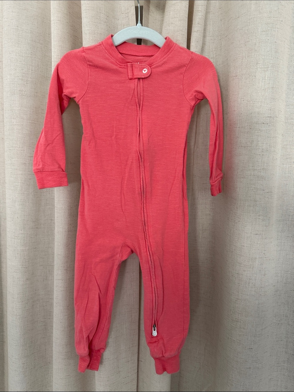 Burt's Bees Baby Honeysoft Coral Zip Front Footie Organic Cotton Lyocell 12M